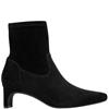 CLARKS WOMENS SUEDE STRETCH ANKLE BOOT - BLACK
